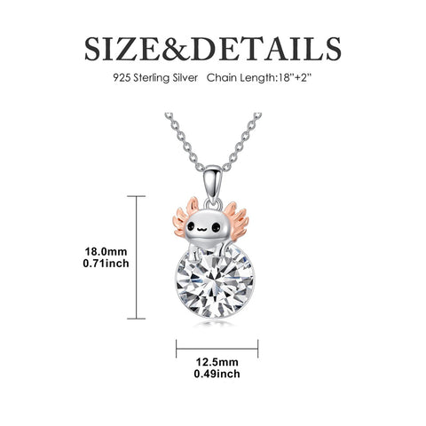 Sterling Silver 12 Month Birthstone Axolotl Pendant Necklace for Women