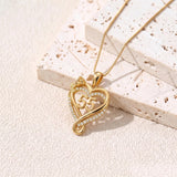 14K Gold  Plated Birthday Anniversary Rose Heart Pendant Necklace for Women