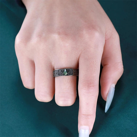 Sterling Silver 10K 14K 18K Gold Natural Leaf  Moss Agate Engagement Anniversary Couple Ring Sets