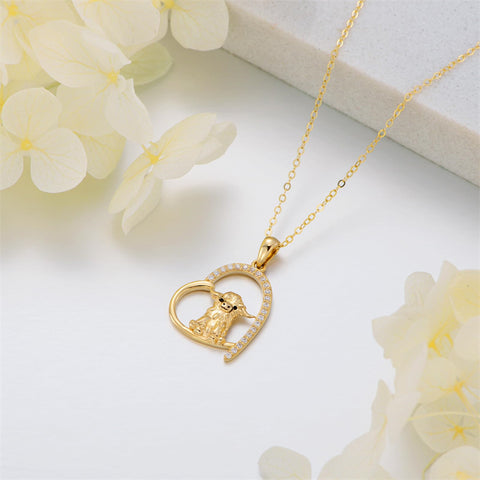 14K Gold Highland Cow Necklace for Women Solid Gold Heart Pendant Necklace Anniversary Birthday Gifts for Her