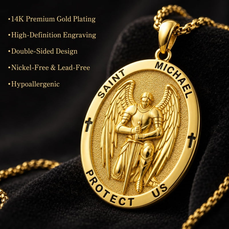 Patron Saint Medal Gold Plated Catholic Pendant Christian Religious Necklace Amulet Jewelry