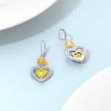 Sterling Silver Heart Cubic Zirconia Sunflower Rose Daisy Lily Lotus Hibiscus Dangle Earrings