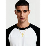 Bible Verse 14K Gold Plated American Flag Cross Necklace for Men