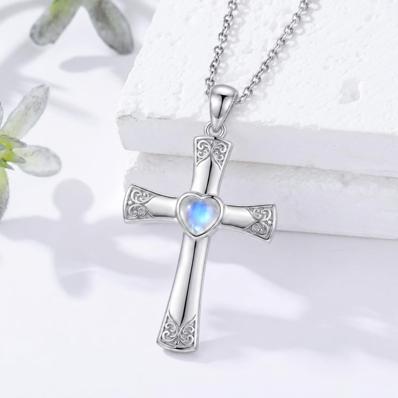 Sterling Silver Cross Pendant Necklace Gift for Anniversary Christmas