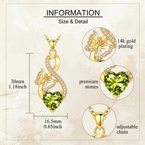 14K Gold Plated Infinity Birthstone  Butterfly Cross Necklace for Women