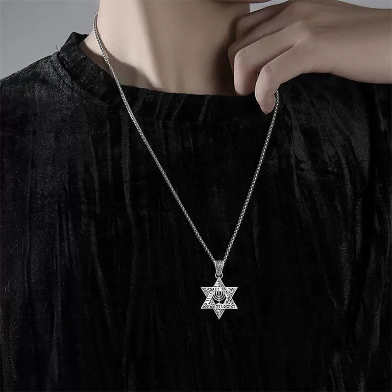 Sterling Silver Star of David Chai Cross Evil Eye Lion of Judah Menorah Tree of Life Protection Pendant Necklace