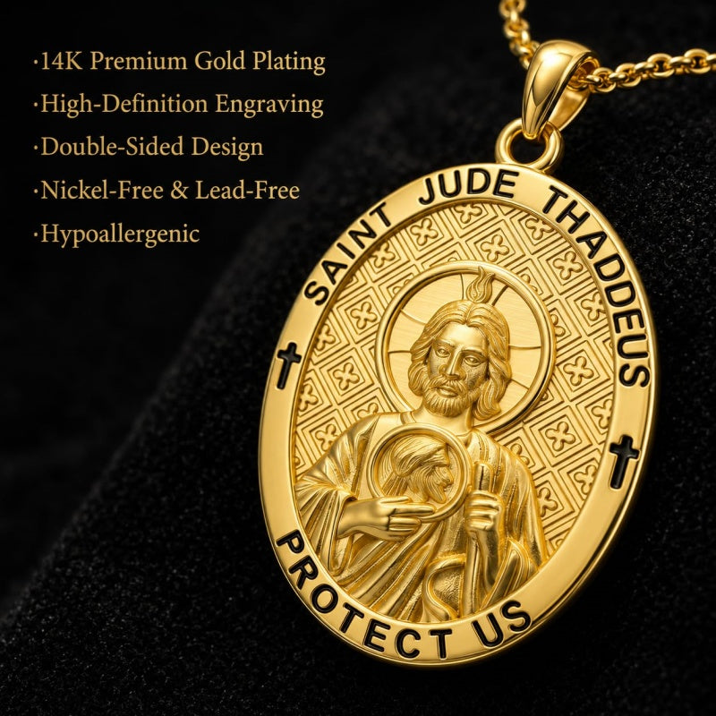 Patron Saint Medal Gold Plated Catholic Pendant Christian Religious Necklace Amulet Jewelry