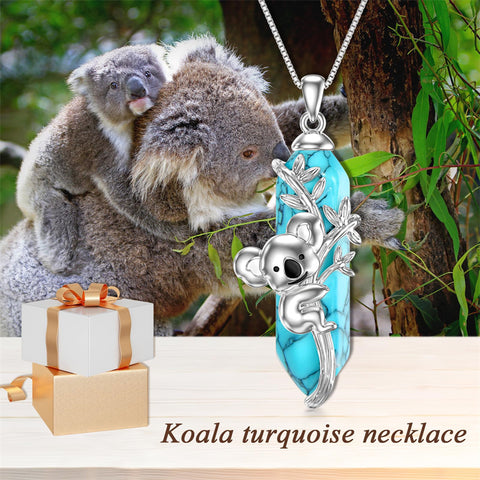Sterling Silver Turquoise Koala Pendant Necklace