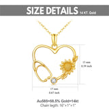 14K Gold Stethoscope Necklace Heart-Shaped Stethoscope Pendant Necklace for Doctor Nurse Medical Student Gifts