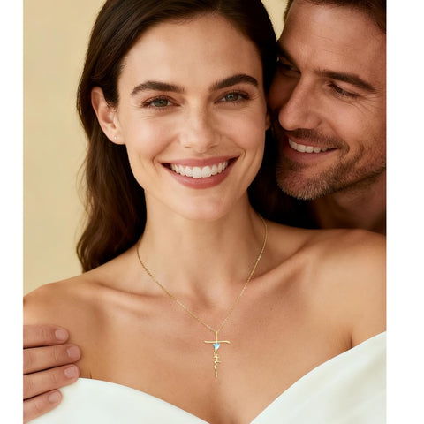 Cross Faith Heart 14K Gold Plated  Birthstone Necklaces for Women