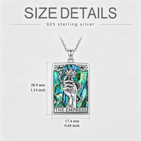 Sterling Silver Abalone Shell Tarot Card Pendant Necklace Gifts for Birthday Halloween Anniversary Valentine’s Day