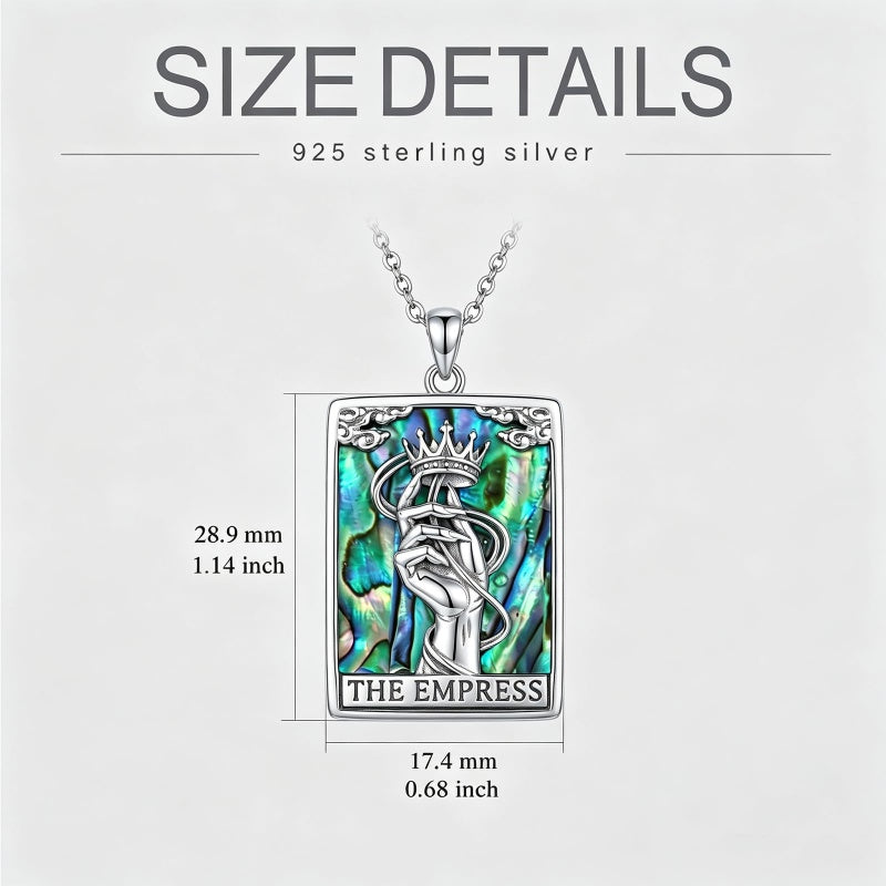 Sterling Silver Abalone Shell Tarot Card Pendant Necklace Gifts for Birthday Halloween Anniversary Valentine’s Day