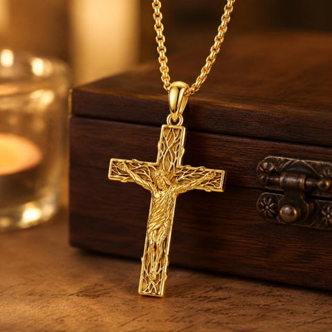 14K Gold Plated Cross Pendant Necklace  Religious Faith Jewelry Gifts for Christmas