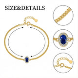 14K Gold Plated Halo Oval Birthstone Cuban Chain Bracelets for Her