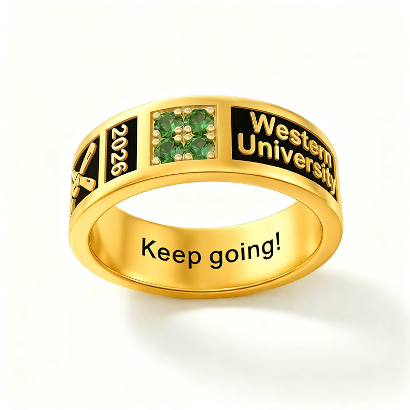 Sterling Silver 10K 14K 18K Gold Personalized Class Ring Graduation Jewelry