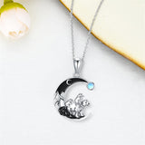 Sterling Silver Mama Bear with Cubs Pendant Necklace