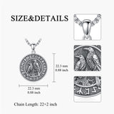 Sterling Silver Viking Raven Bear Odin Wolf Pendant Necklace for Men