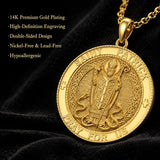 Patron Saint Medal Gold Plated Catholic Pendant Christian Religious Necklace Amulet Jewelry