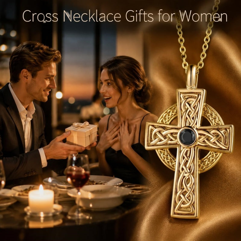 14K Gold Plated Cross Necklace for Women