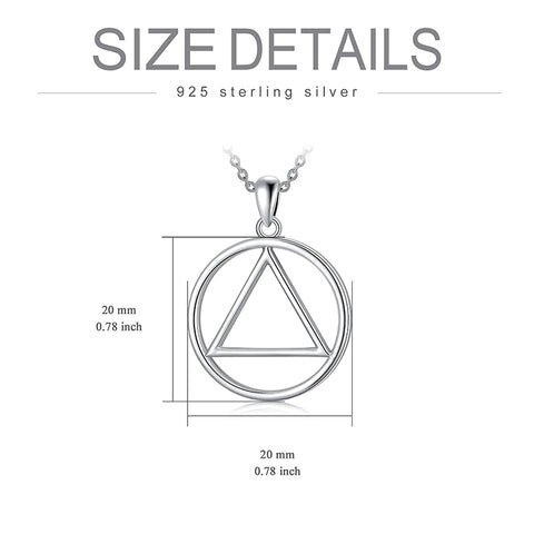 Sterling Silver AA Recovery Symbol Sobriety Alcoholics Anonymous Pendant Necklace