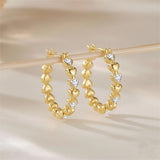14K Gold Plated Round Heart Cubic Zirconia Elegant  Earring for Women