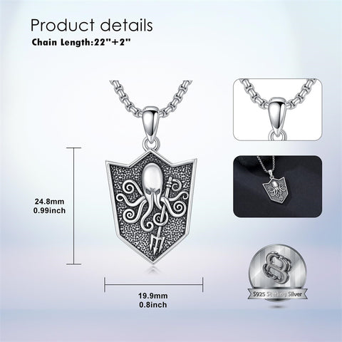 Sterling Silver  Eagle Elephant Fox Octopus Trident  Pig Raven Scorpion Pendant Necklace