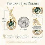 14K Gold Plated Moss Agate Pendant Necklace Boho Jewelry for Women