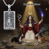 Sterling Silver Tarot Card Hecate Athena Artemis Lilith Medusa Goddess Pendant Necklace
