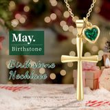 14K Gold  Plated Birthstone Cross Faith Necklace for Women