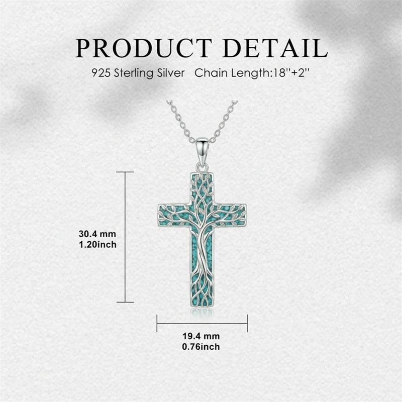 Sterling Silver Cross Pendant Necklace for Women Southwestern Cross Jewelry Gifts