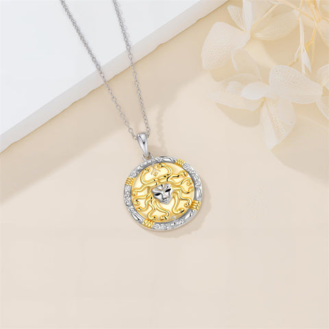 Sterling Silver Medusa Triple Moon Goddess Athena Pendant Necklace for Women