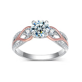 Sterling Silver Three Stone Moissanite Wedding Engagement Ring Sets