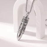 Sterling Silver Animal Angel Wings Pet Jesus Bullet Urn Necklaces for Ashes for Men