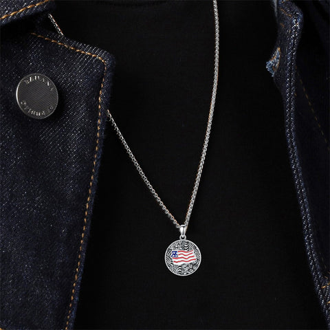 Sterling Silver American Flag Football Basketball Soccer Volleyball Tennis Baseball Pendant Necklace