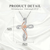 Sterling Silver Daisy Rose Plumeria Lotus Sunflower Cross Pendant Necklace for Women
