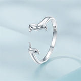 Sterling Silver Dachshund Adjustable Animal Ring