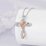 Sterling Silver Daisy Rose Plumeria Lotus Sunflower Cross Pendant Necklace for Women