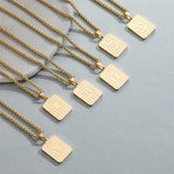 14K Gold Plated  American Flag Initial A-Z Pendant Necklace for Men