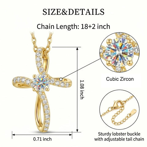 14K Gold Plated Cross Pendant Necklace for Women Faith Jewelry for Anniversary Christmas  Birthday Mother's Day