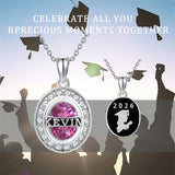 Sterling Silver Custom Birthstone Engraved Class Pendant Necklace