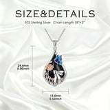 Sterling Silver Obsidian Bunny Cat Elephant Dog Fox Teardrop Pendant Necklace