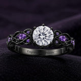 Sterling Silver 10K 14K 18K Gold Custom Engraved  Moissanite Gothic Ring for Women Halloween Gift