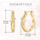 14K Gold Plated Cross Hoop Earrings  for Women Birthday Mothers Day Christmas Jewelry Gift