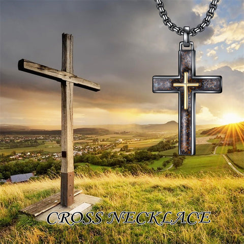 Sterling Silver Cross Religious Necklace for Men