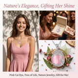 14K Gold Plated Teardrop Tree of Life Necklace for Women