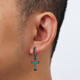 14K Gold Plated Cross Ankh Hoop Earrings