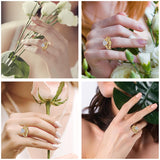 Sterling Silver 10K 14K 18K Gold Heart Moss Agate Opal Cubic Zirconia Promise Rings For Women