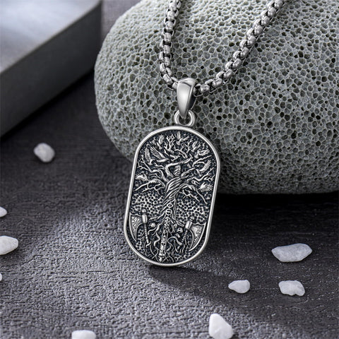 Sterling Silver Memento Mori Tree of Life Anubis Pendant Viking Amulet   Protection Pendant Necklace Egyptian Jewelry