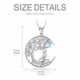 Sterling Silver Moonstone Tree of Life Wolf Cat Fox Rabbit Monkey Pendant Necklace Gift for  Birthday Christmas