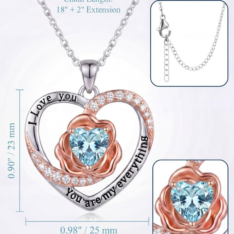 14K Gold Plated  Birthstone Rose Flower Necklaces for Women